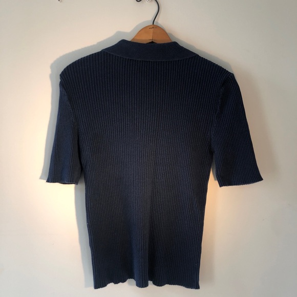 A.P.C. Deep Blue Ribbed Polo - Picture 4 of 4